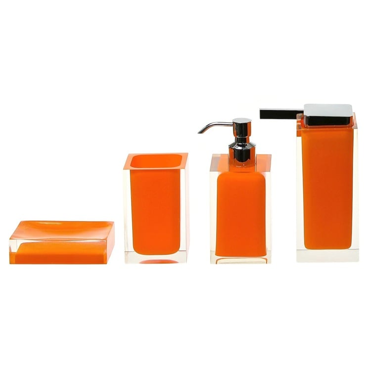 Bathroom Accessory Set, Gedy RA200-67, Rainbow Orange Accessory Set of Thermoplastic Resins